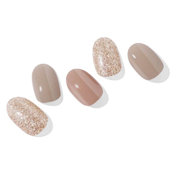 Ohora Semi Cured Gel Nail Polish Strips N Carmel ND-315 Nude Beige Gold Glitter - Picture 1 of 5